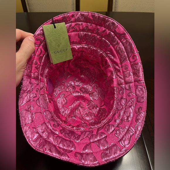 New Gucci GG Supreme Logo Floral Double Sided Bucket Hat - Picture 8 of 15